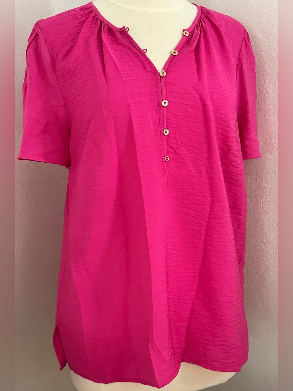 Michael Kors Vibrant Pink Short-Sleeve Blouse